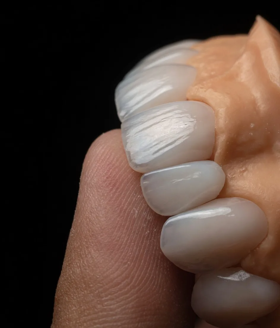 Facettes en disilicate de lithium, translucides sur modèle
